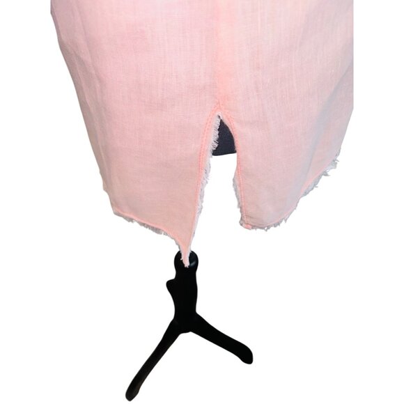 XCVI Womens Pink Peach Linen Button-Up Tunic Top S Sustainable Minimalist Casual - Picture 9 of 12